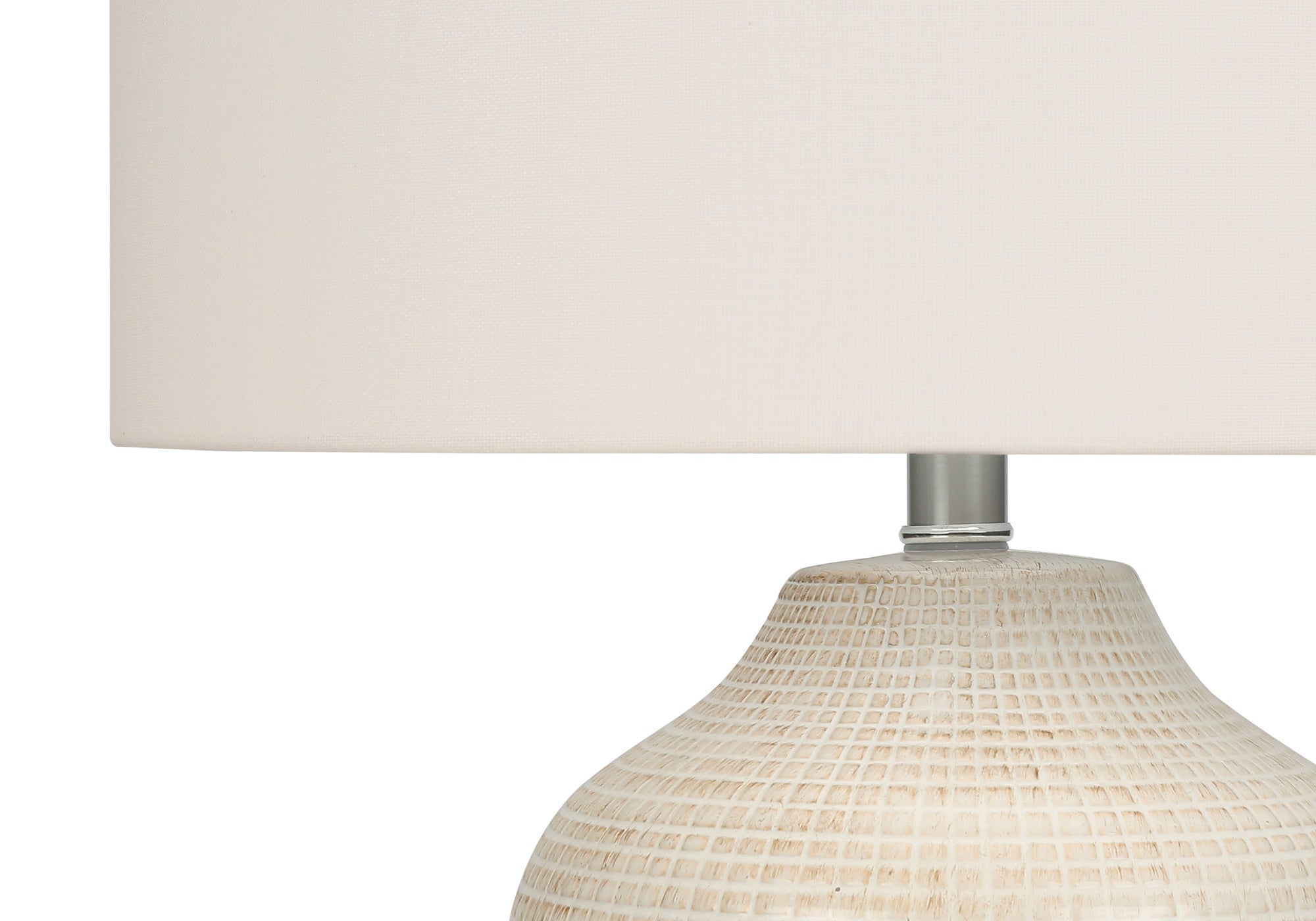 Table Lamp 26"H, Cream Ceramic, Ivory / Cream Shade, Contemporary