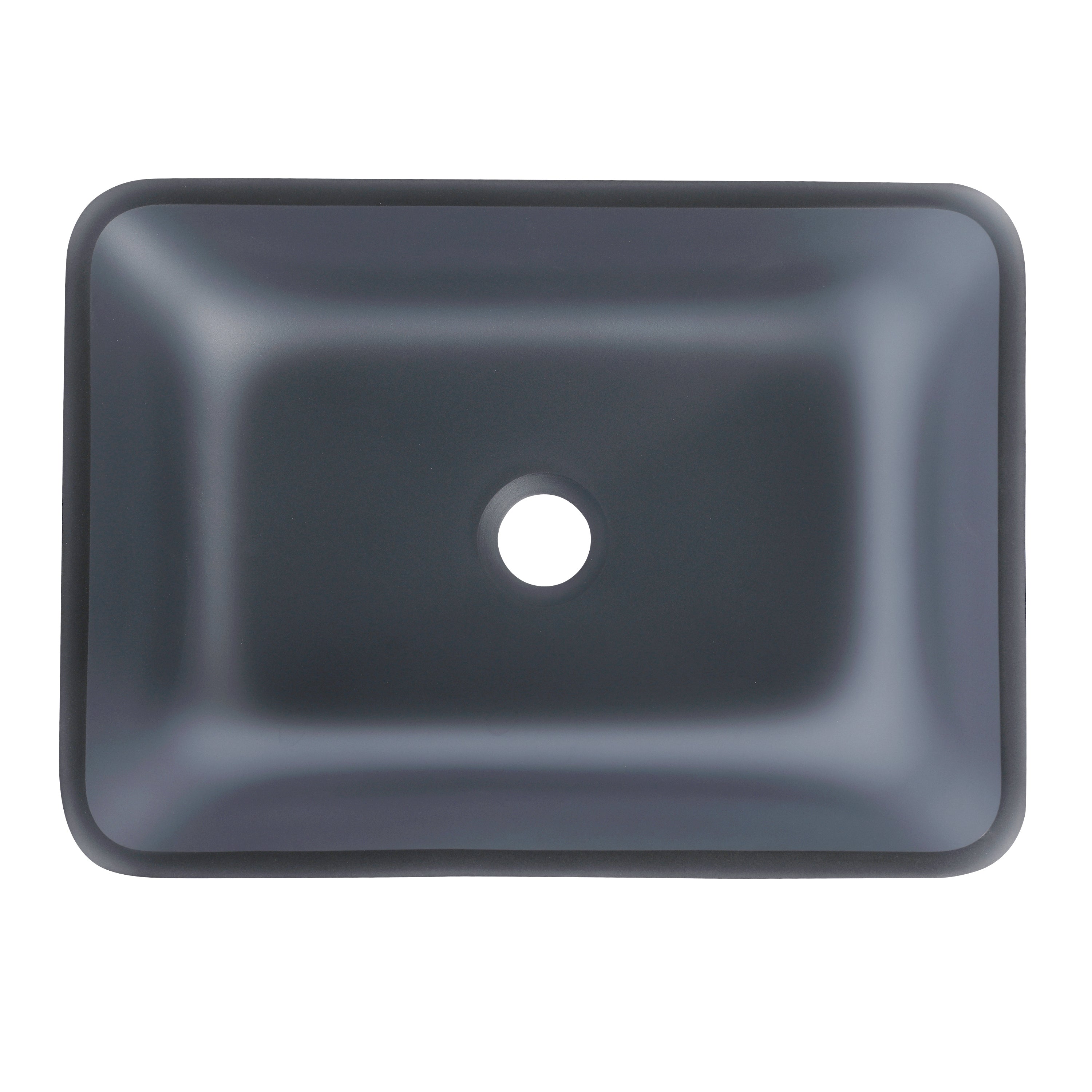 Tempered Glass Matte Bathroom Vessel Sink, Rectangle Bathroom Basin Matt Grey