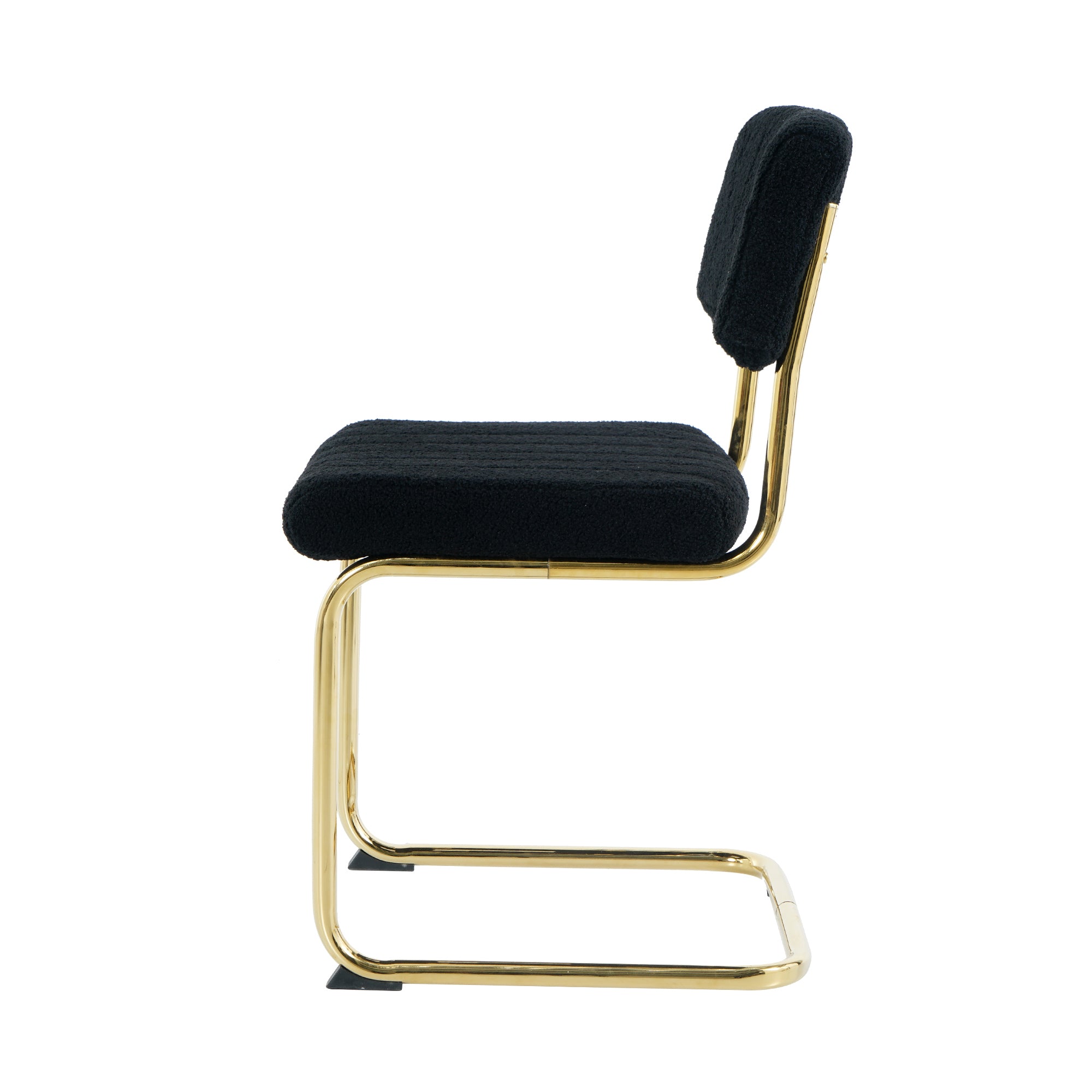 Luxury Dining Black Chairs with Gold Metal Legs (Set of 4) - Black