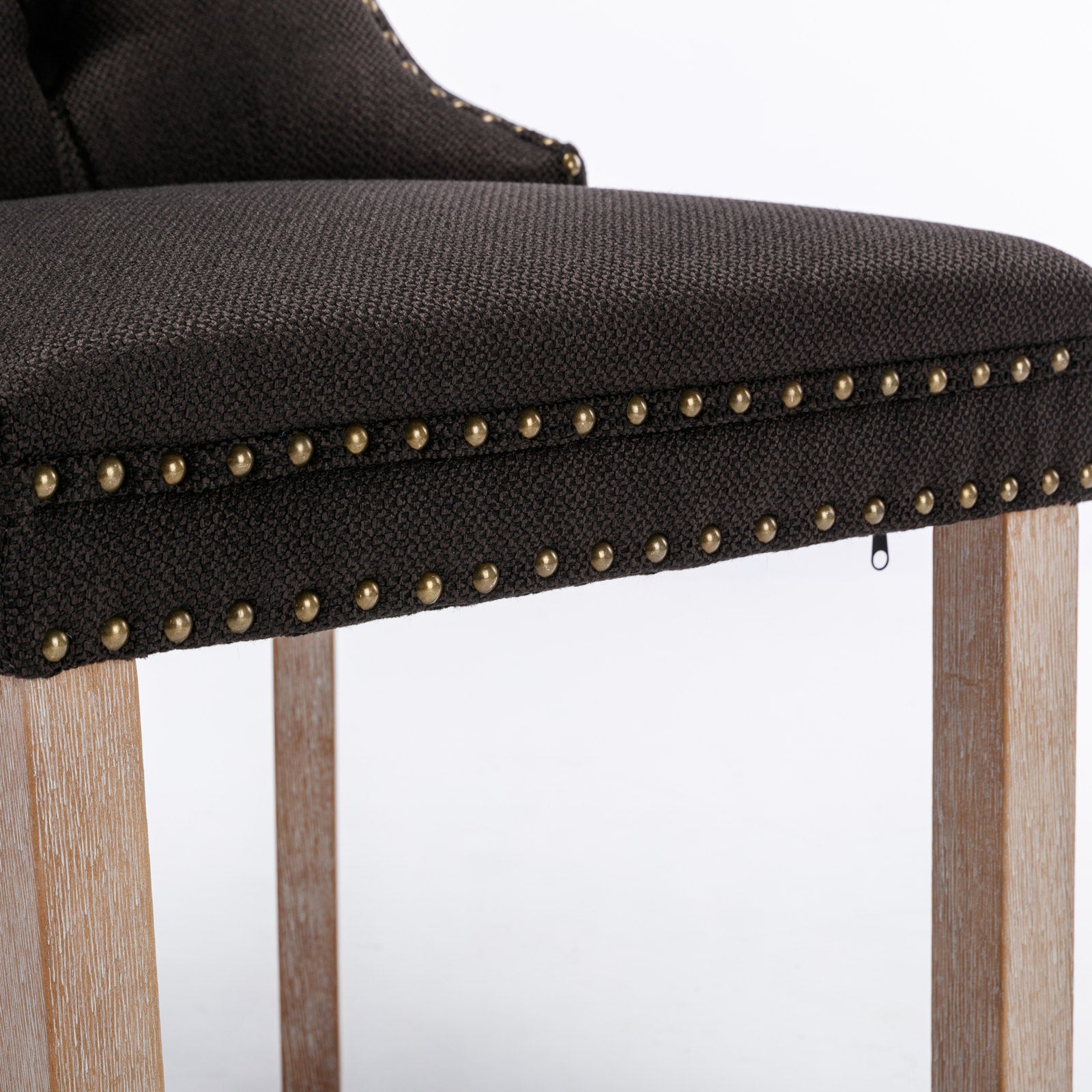 Set of 2 - High-end Tufted Solid Wood Contemporary Flax Upholstered Linen Dining Chair with Wood Legs Nailhead Trim - Black Linen