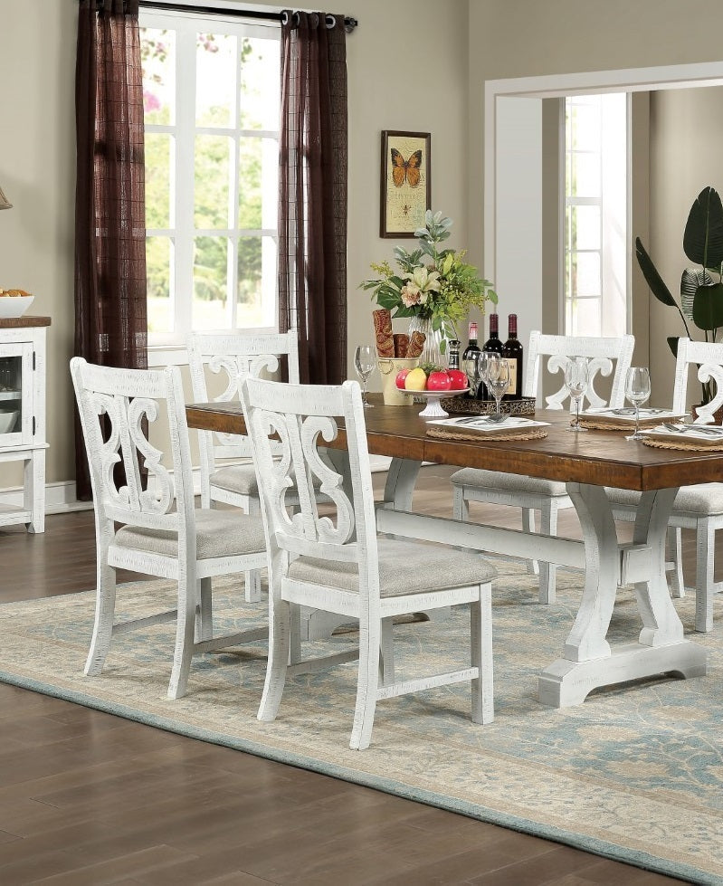 Distressed White 2pcs Dining Chairs