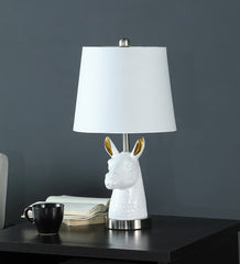 Patagonia White Llama Bust Resin Table Lamp 20.5"