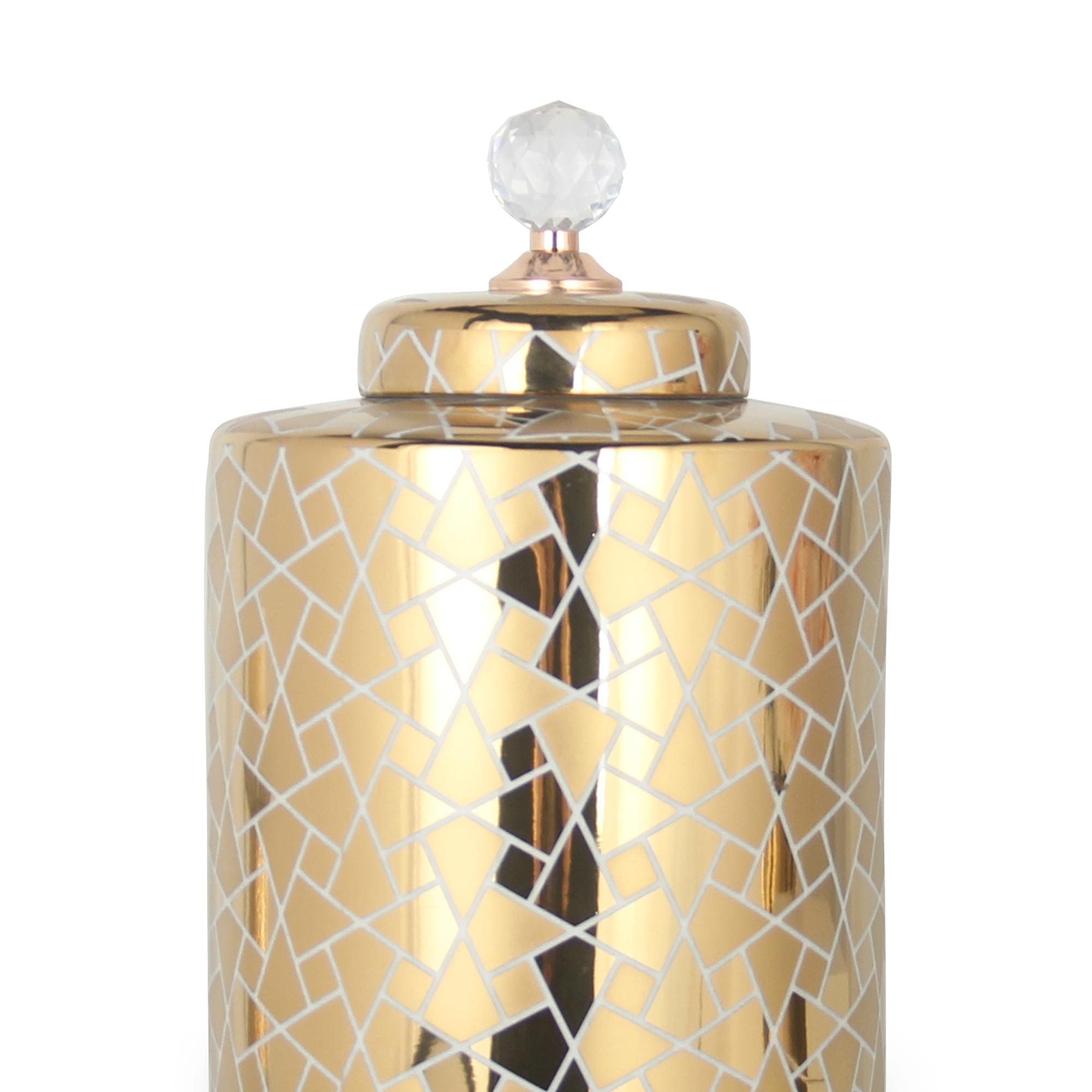 15"H Exquisite Gold Ginger Jar with Removable Lid