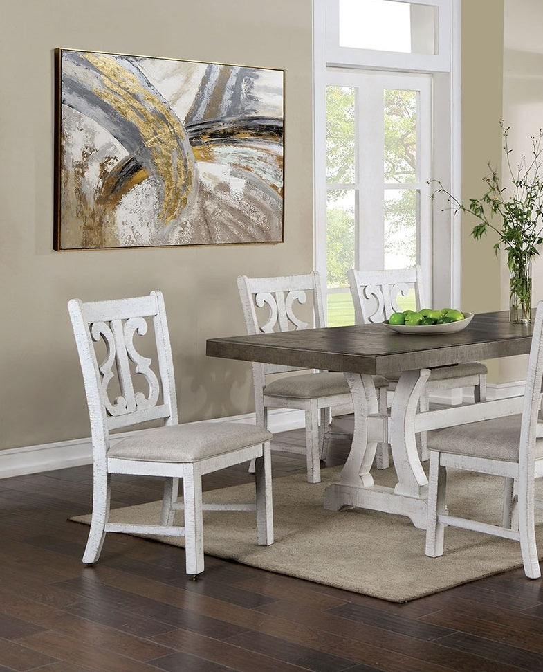 Distressed White 2pcs Dining Chairs