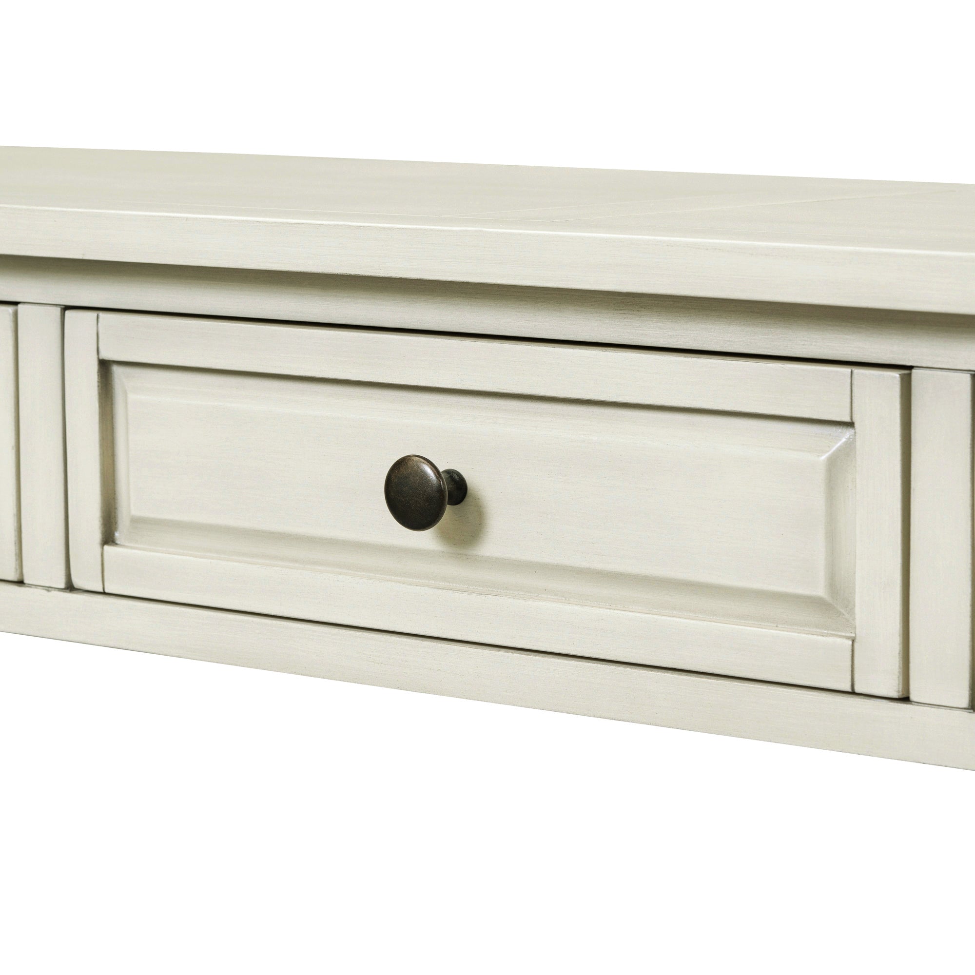 63" Long Console Table with Drawers and Shelf for Entryway, Hallway, Living Room - Antique White