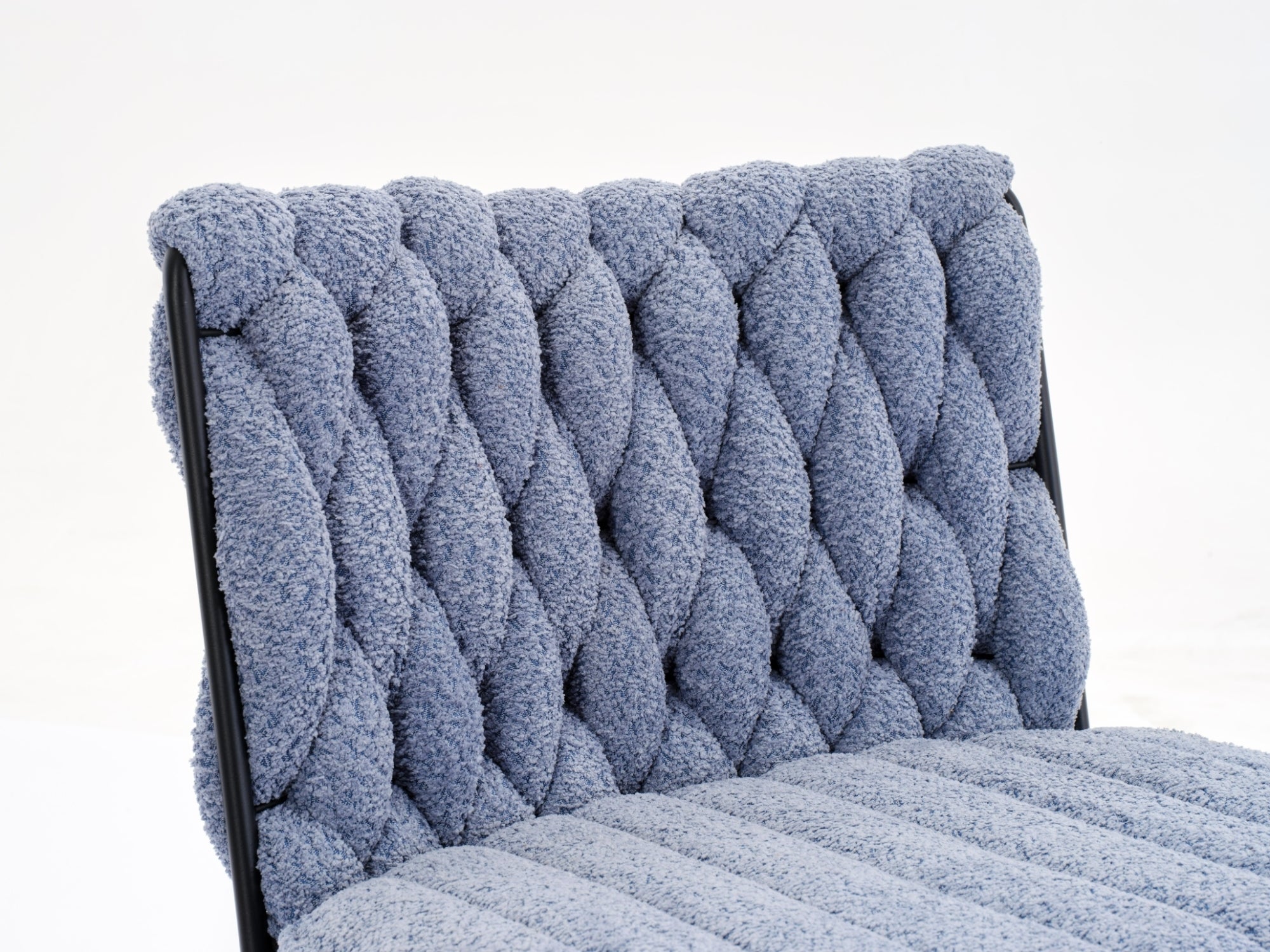 Armless Office Desk Chair No Wheels, Blue