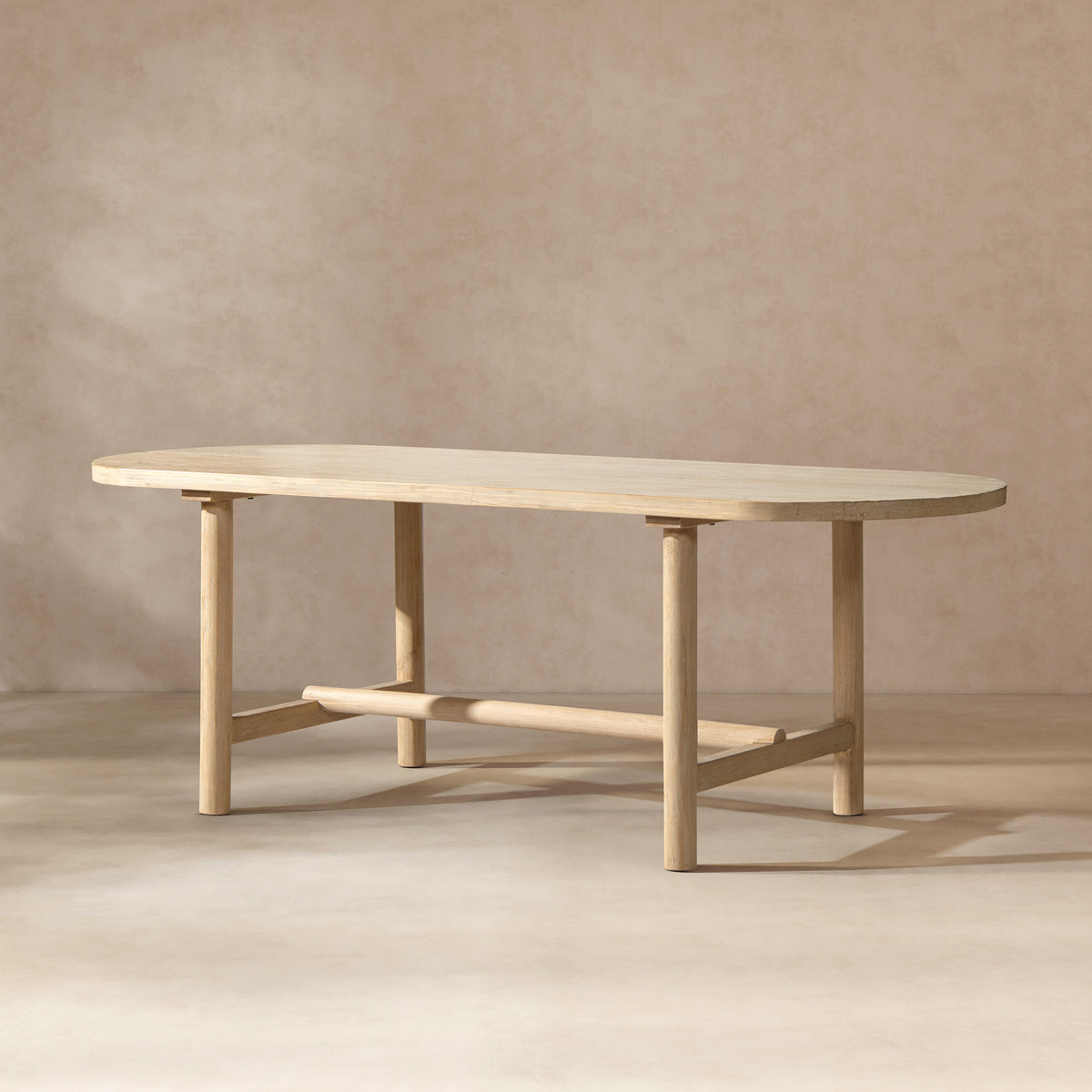85' 8-Seat Oval Reclaimed Wood Dining Table, Light Natural Cerused Reclaimed Pine Wood