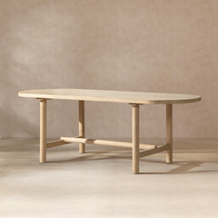 85' 8-Seat Oval Reclaimed Wood Dining Table, Light Natural Cerused Reclaimed Pine Wood