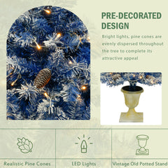 Pre-lit Xmas Tree Artificial Christmas 4-Piece Set,Garland, Wreath and Set of 2 Entrance Trees X-mas with LED Lights, Christmas Tree