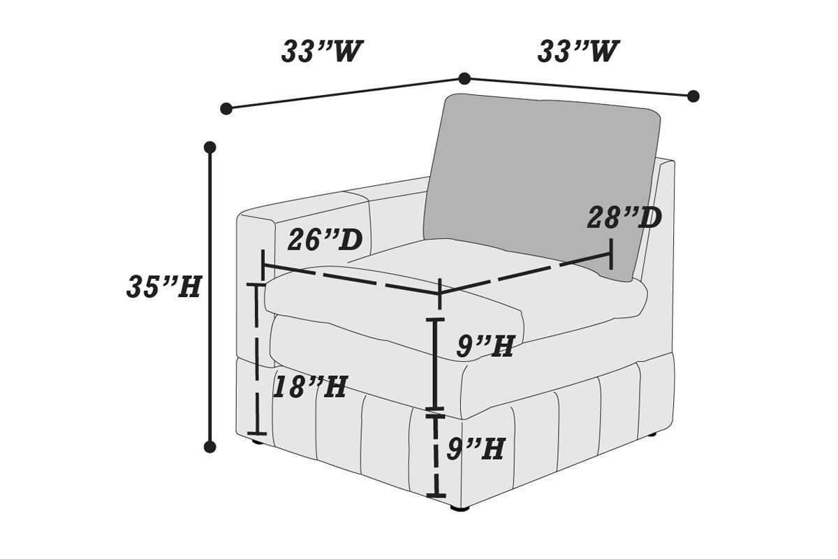 Contemporary 6pc Set Modular Sectional Set 2x One Arm Chair / Wedge 2x Armless Chairs 2x Ottomans - Mink Color