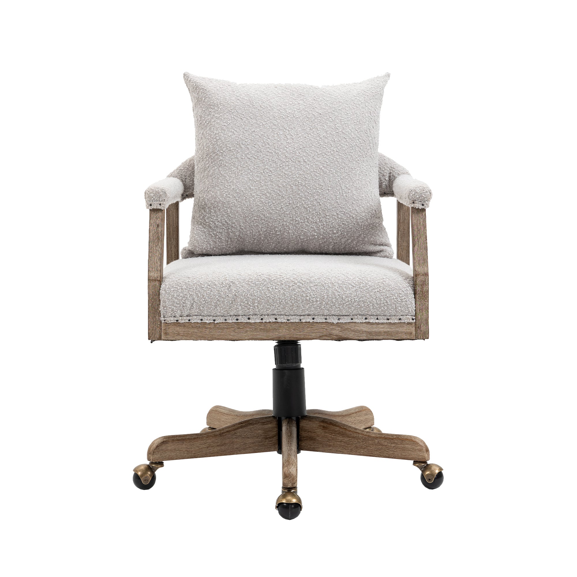 Office Chair Adjustable Swivel Chair Fabric Seat Home Study Chair - Light Gray
