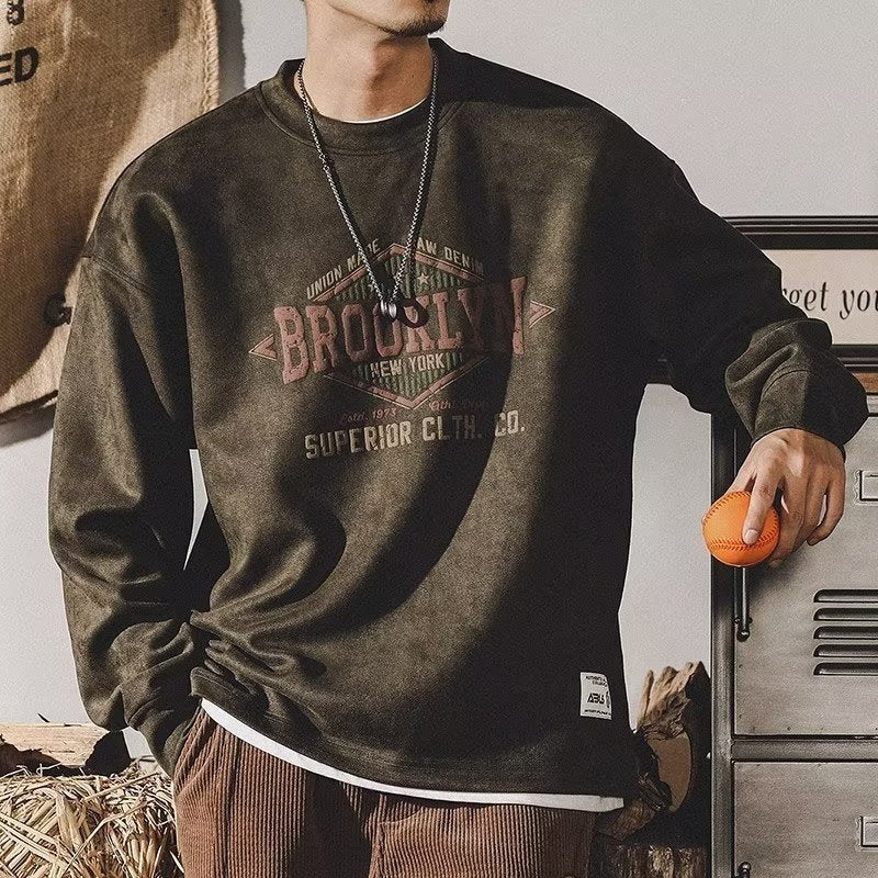 American-style Vintage Brooklyn Sweater For Men