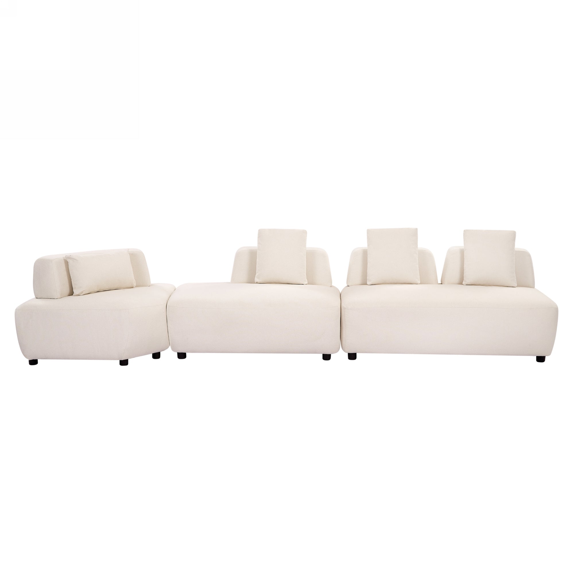 Contemporary 3-piece Sectional Sofa Free Convertible sofa with Four Removable Pillows - Beige