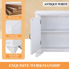 40"  Console Table with Storage Shelf, Retro Entryway Table with Adjustable Storage Shelf - Antique White