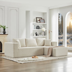 106' Cloud Sectional Couch L-Shape with Right Facing Chaise(Single Seat is not included),Deep Seat Modern Modular Sofa for Living Room,No Assembly Required,Beige (Plush Corduroy Fabric),SF502BG-RFC