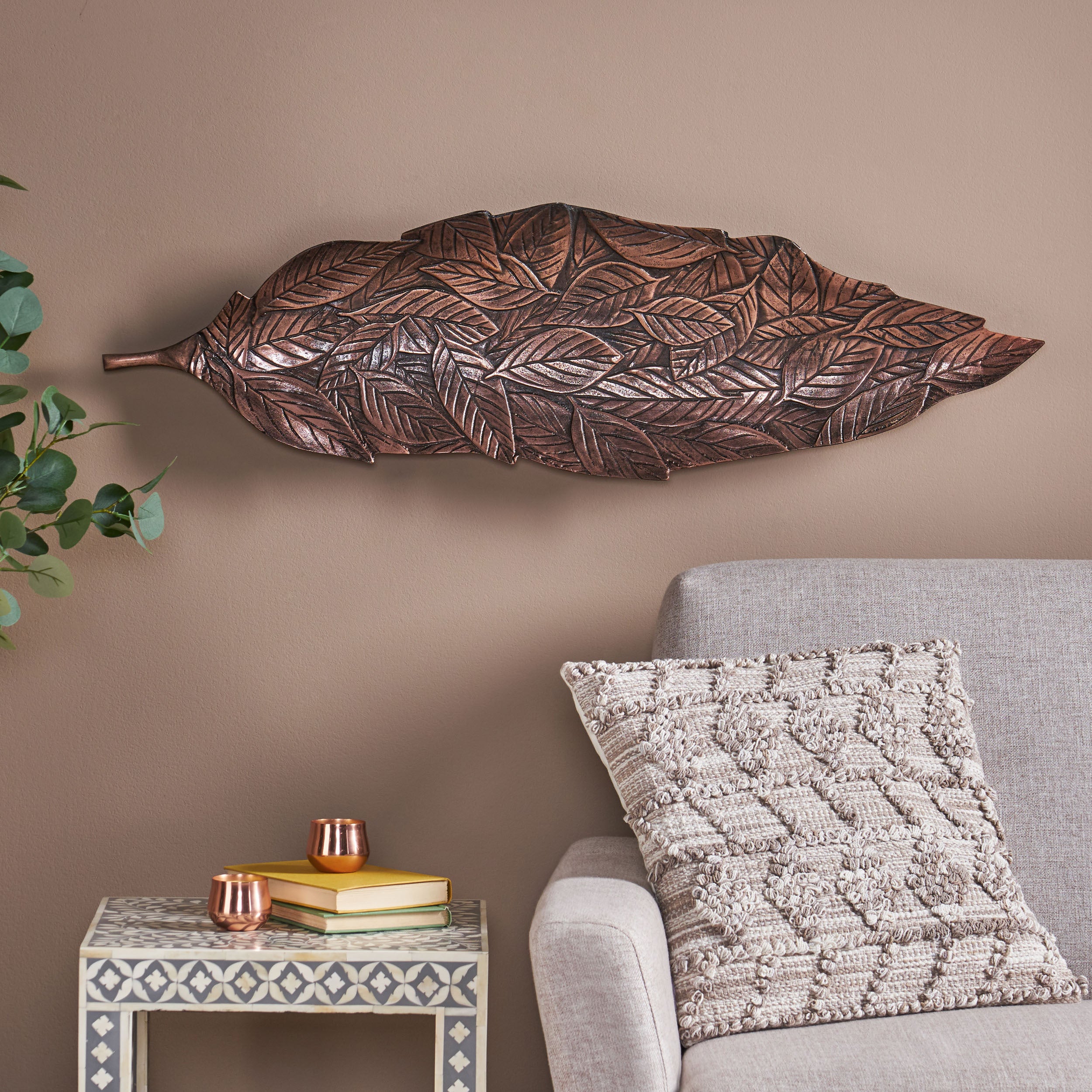 Handcrafted Leaf Wall Decor - Copper
