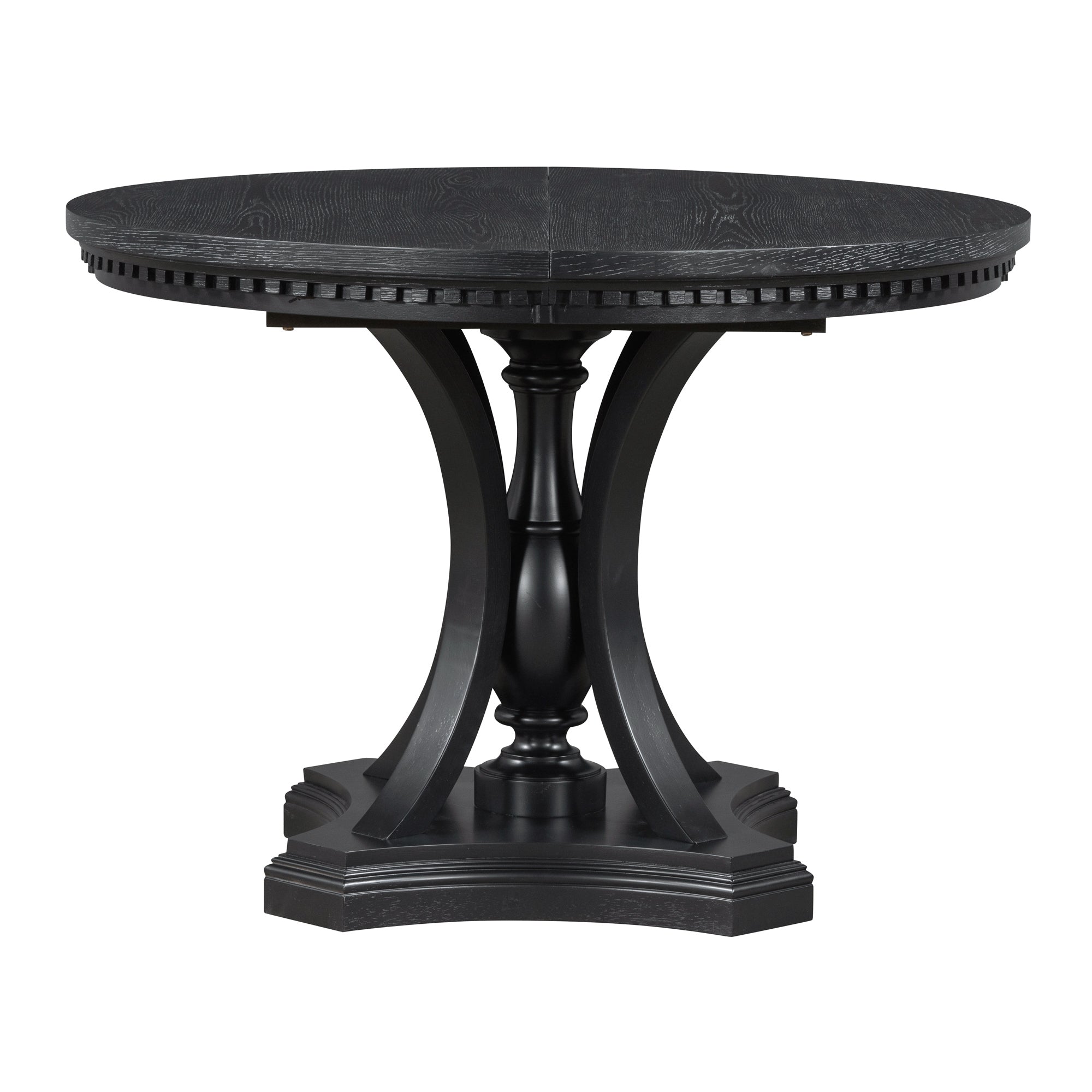 5-piece Dining Set Extendable Round Table and 4 Chairs for Kitchen Dining Room - Black Oak