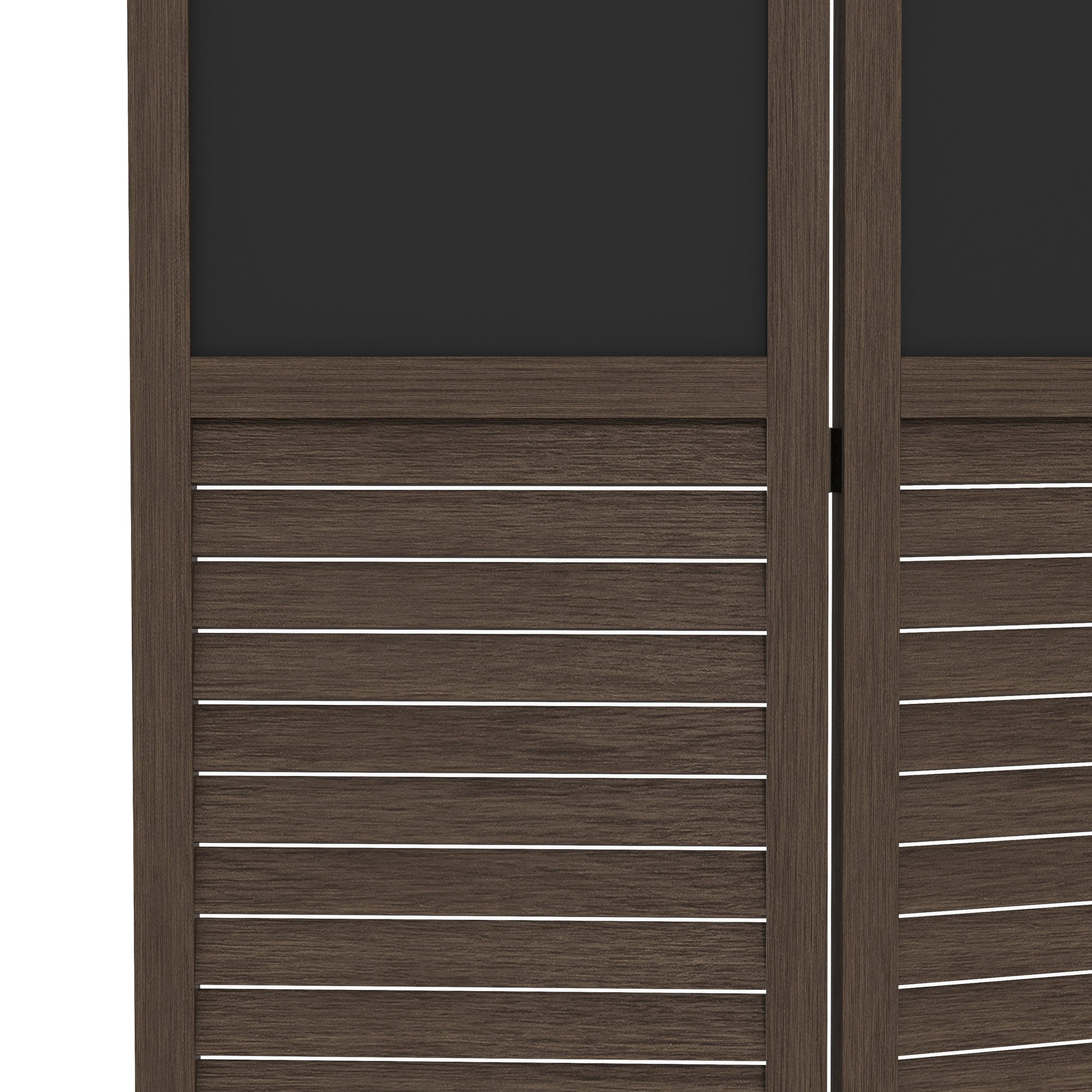 4-Panel Folding Room Divider with Blackboard, 5.5 Ft Tall Freestanding Privacy Screen Panels - Walnut Brown