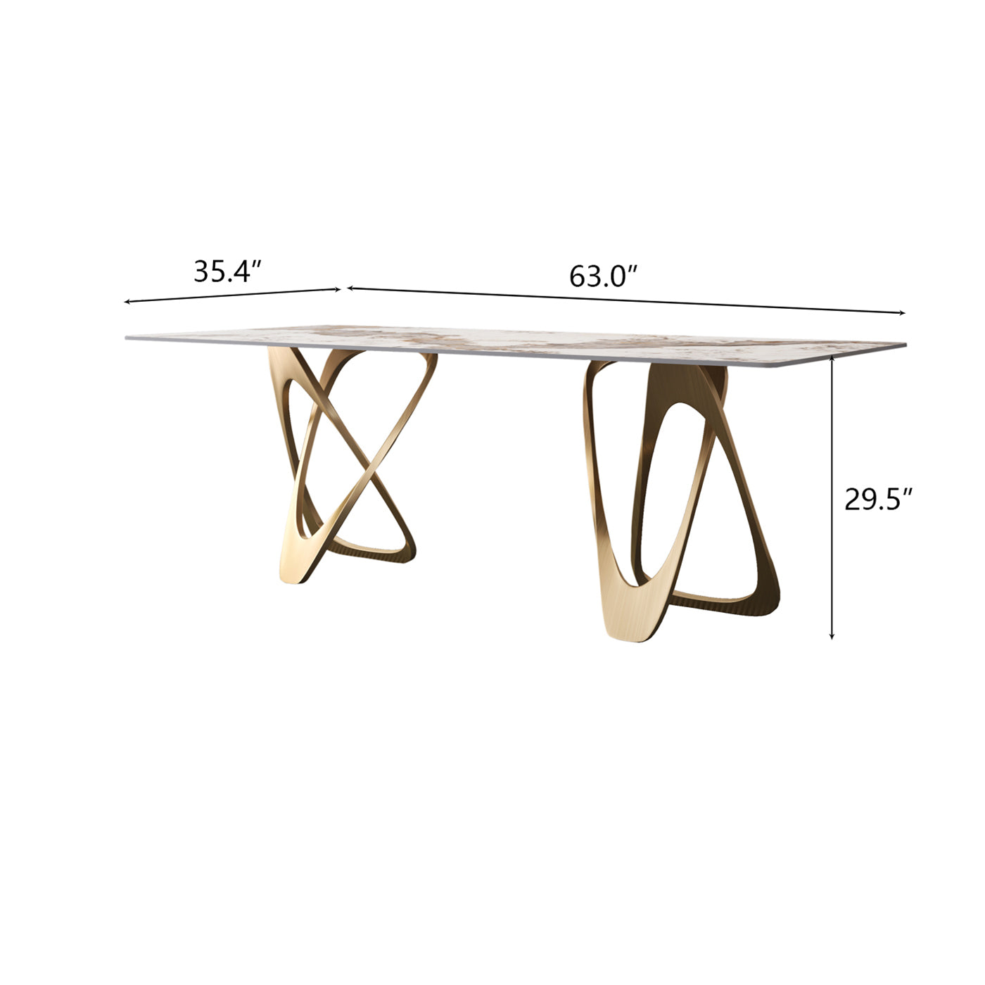 Modern Brilliant Sintered Stone Dining Table 63x35.4x29.5inch