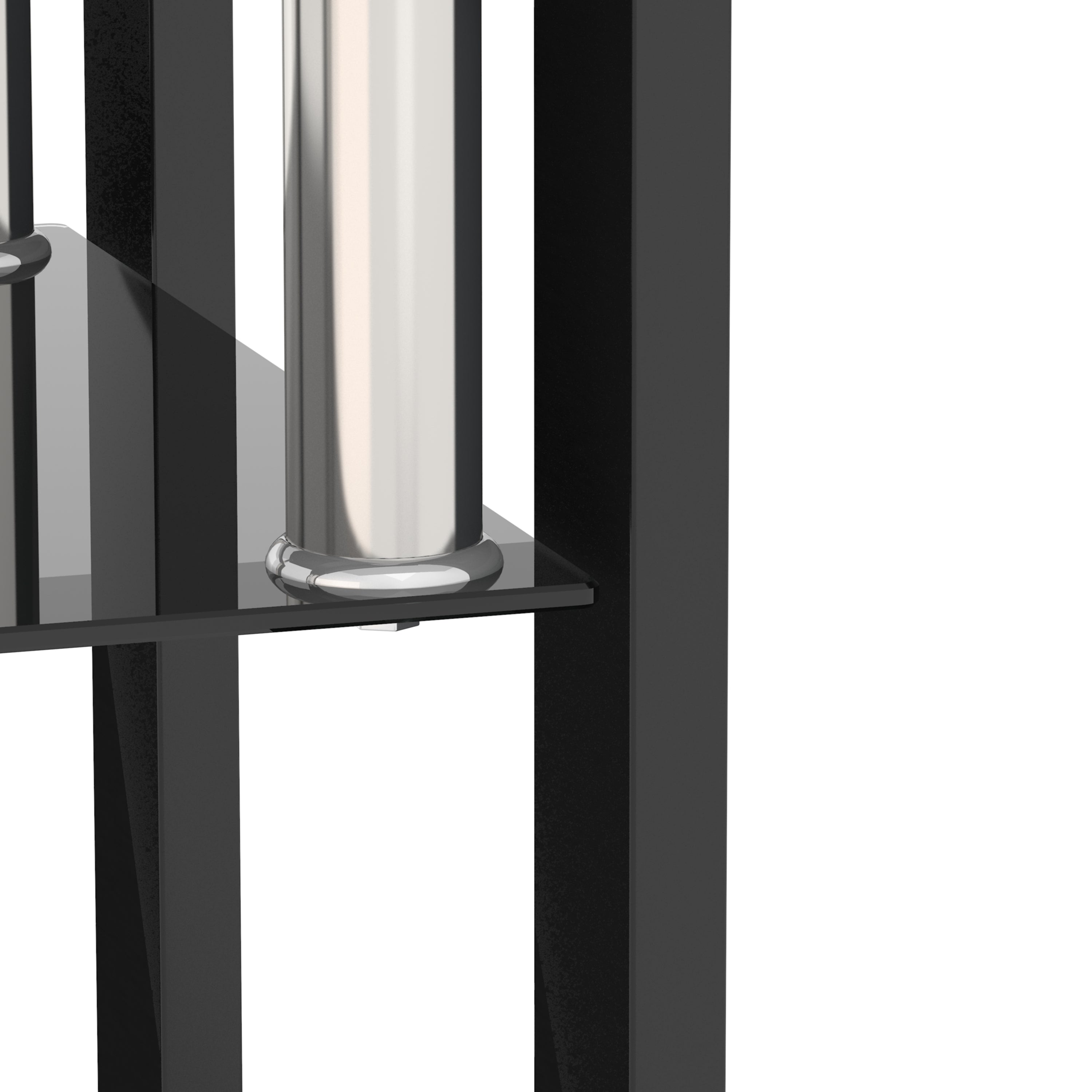 Set of 2 - Modern Tempered Glass Tea End Table - Black