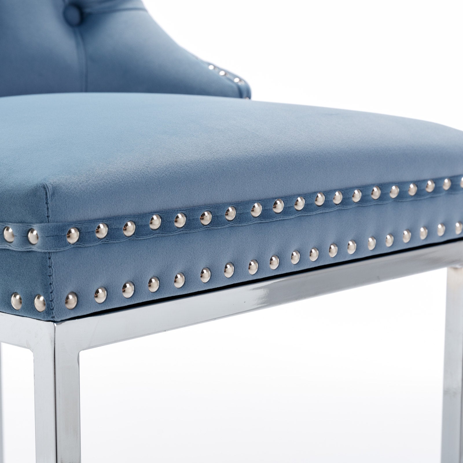 Modern Velvet Barstools  26" Counter Height Bar Stools (Set of 2) - Light Blue