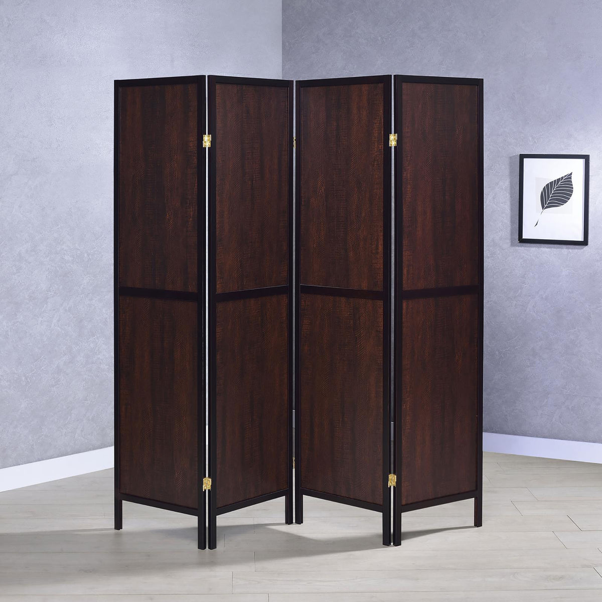 Rustic Cappuccino 4-Panel Folding Screen