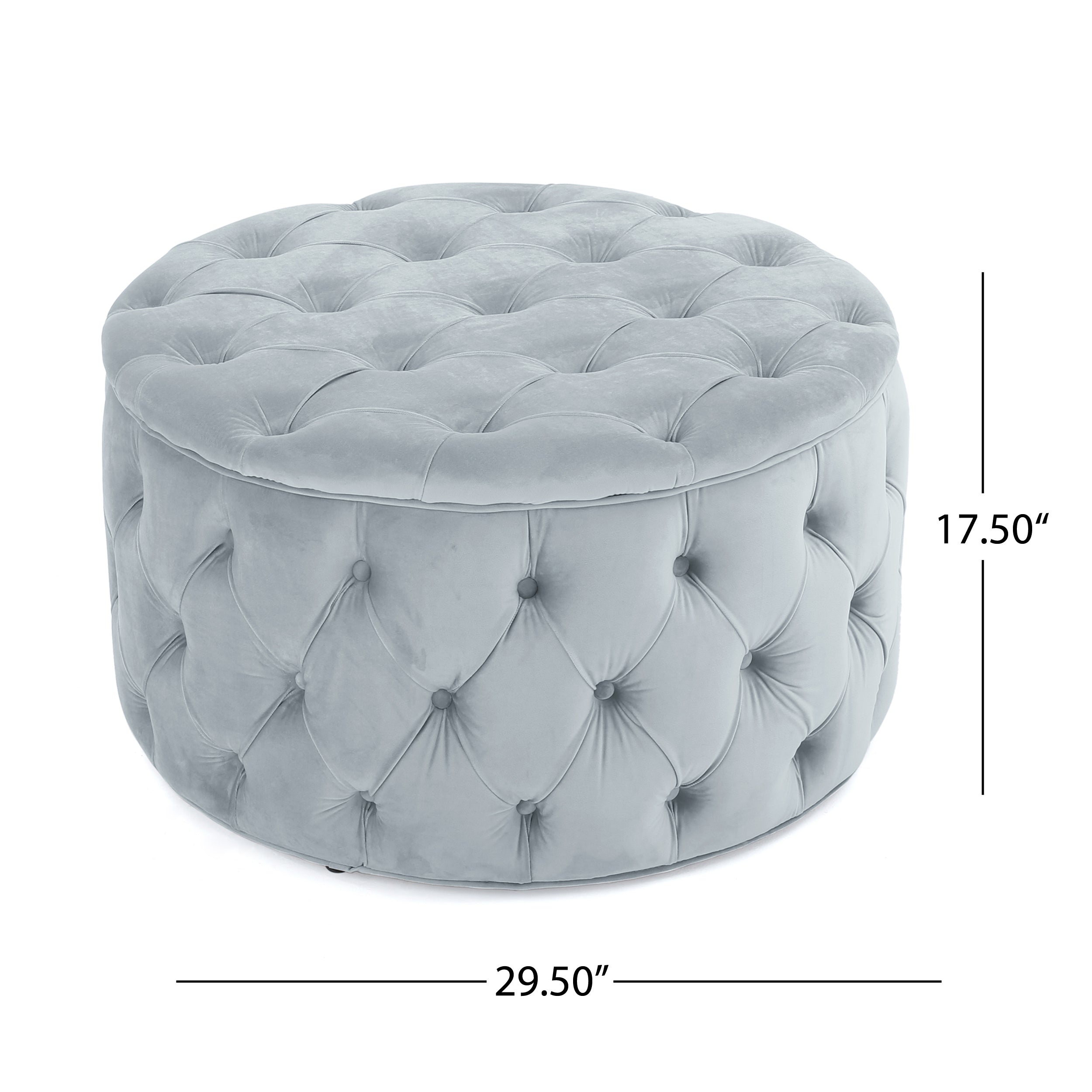 Elegant Light Grey Velvet Ottoman