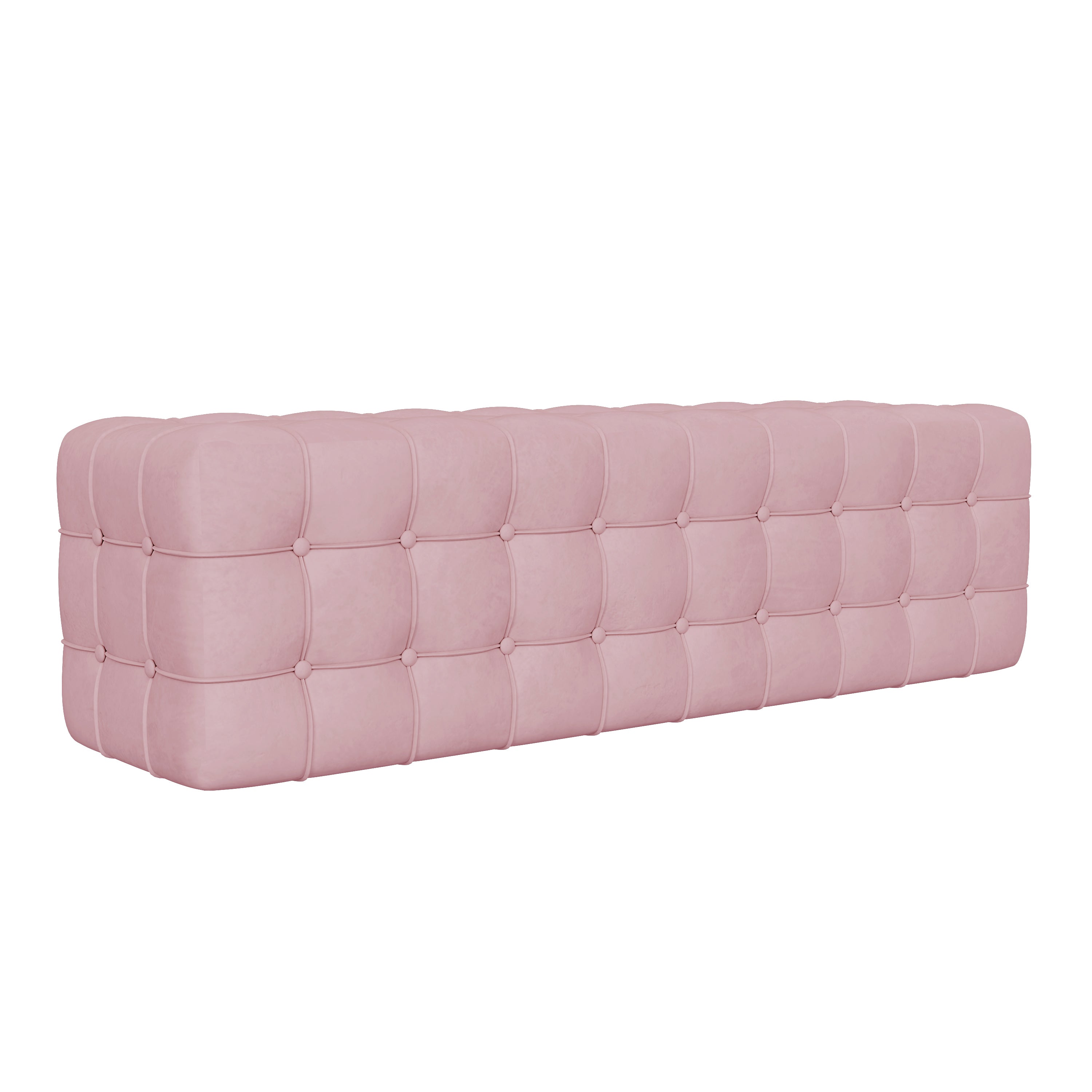 Velvet Upholstered Ottoman, Rectangular Footstool, No Assembly Required, Elegant and Luxurious Pink