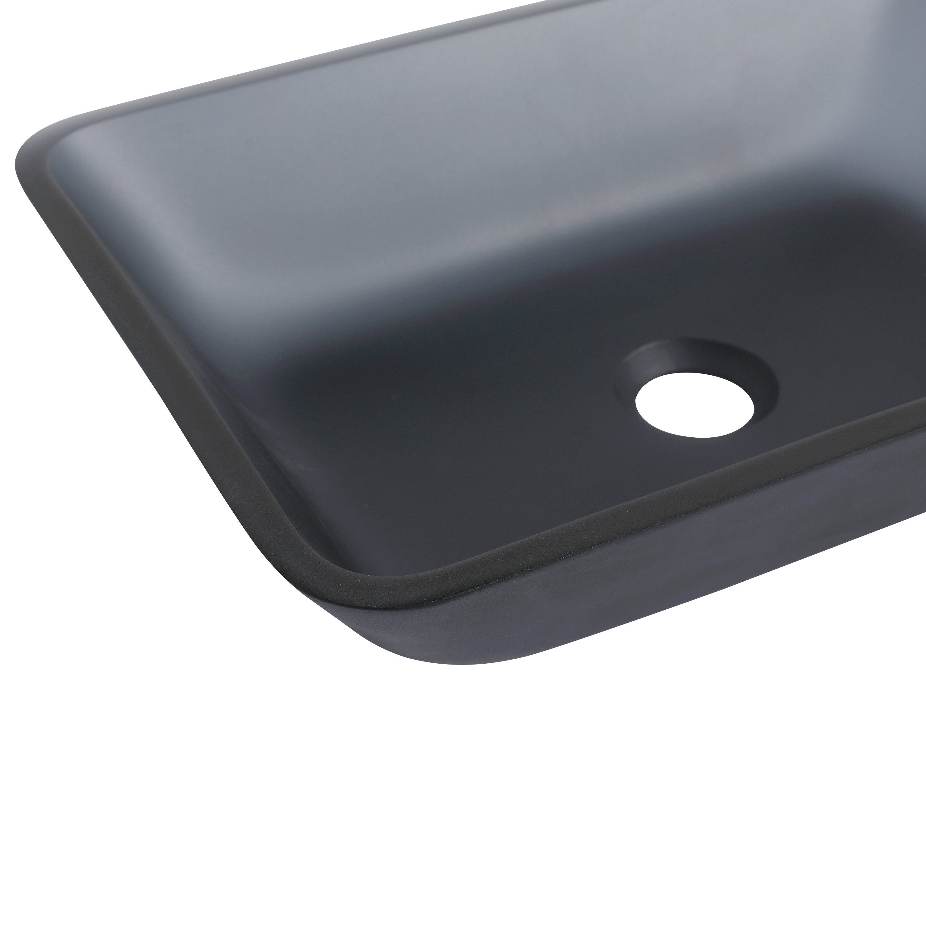 Tempered Glass Matte Bathroom Vessel Sink, Rectangle Bathroom Basin Matt Grey