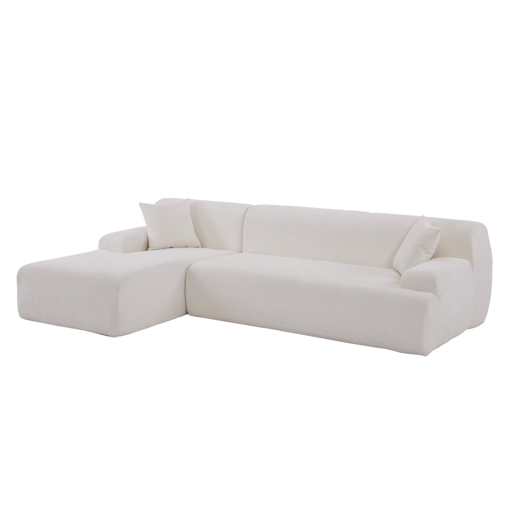 Modern Large L-Shape Modular Sectional Sofa 2  Piece Free Combination Simplified Style - Beige