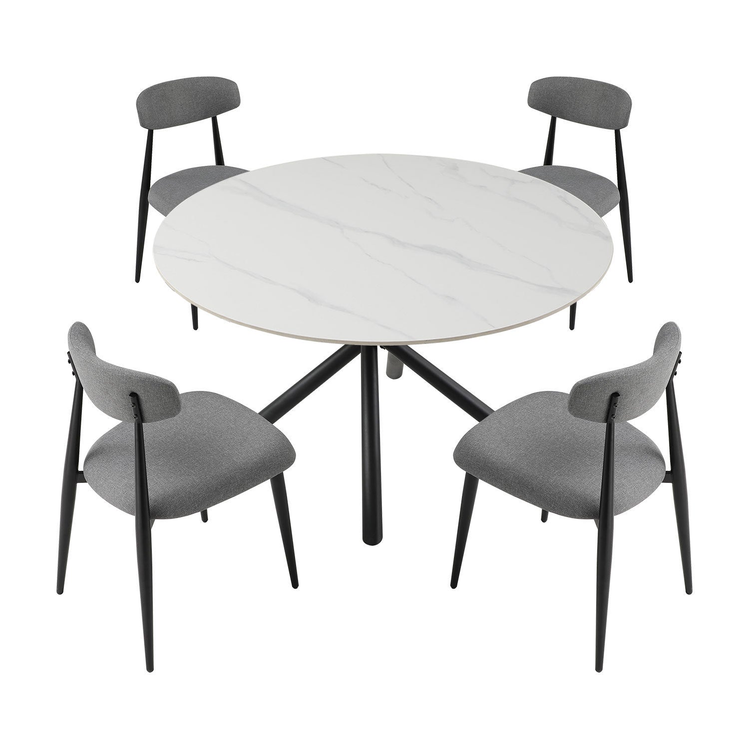 Dining Chairs Upholstered Chairs with Metal Legs (Set of 6) - Grey