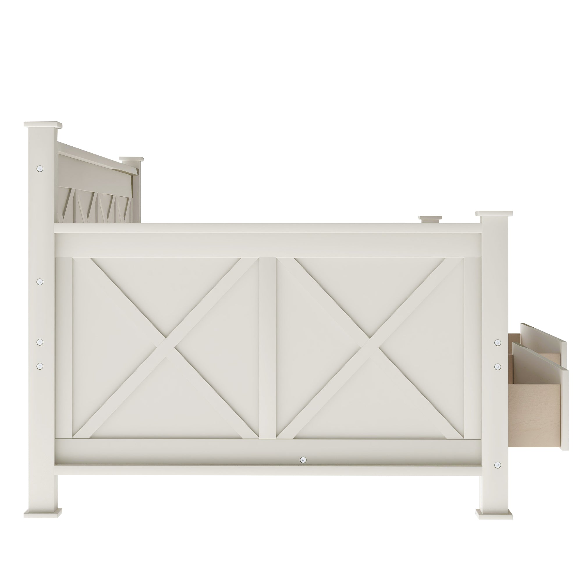Twin Size Wooden Modern and Rustic Casual Style Daybed - Cream White