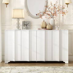 Sophisticated 4-Door Sideboard Adorned with Intricate Linear Accents and Luxurious Multi-Layered Pine Veneer Design Elements,Suitable for Living Rooms, Entrance and Study Rooms