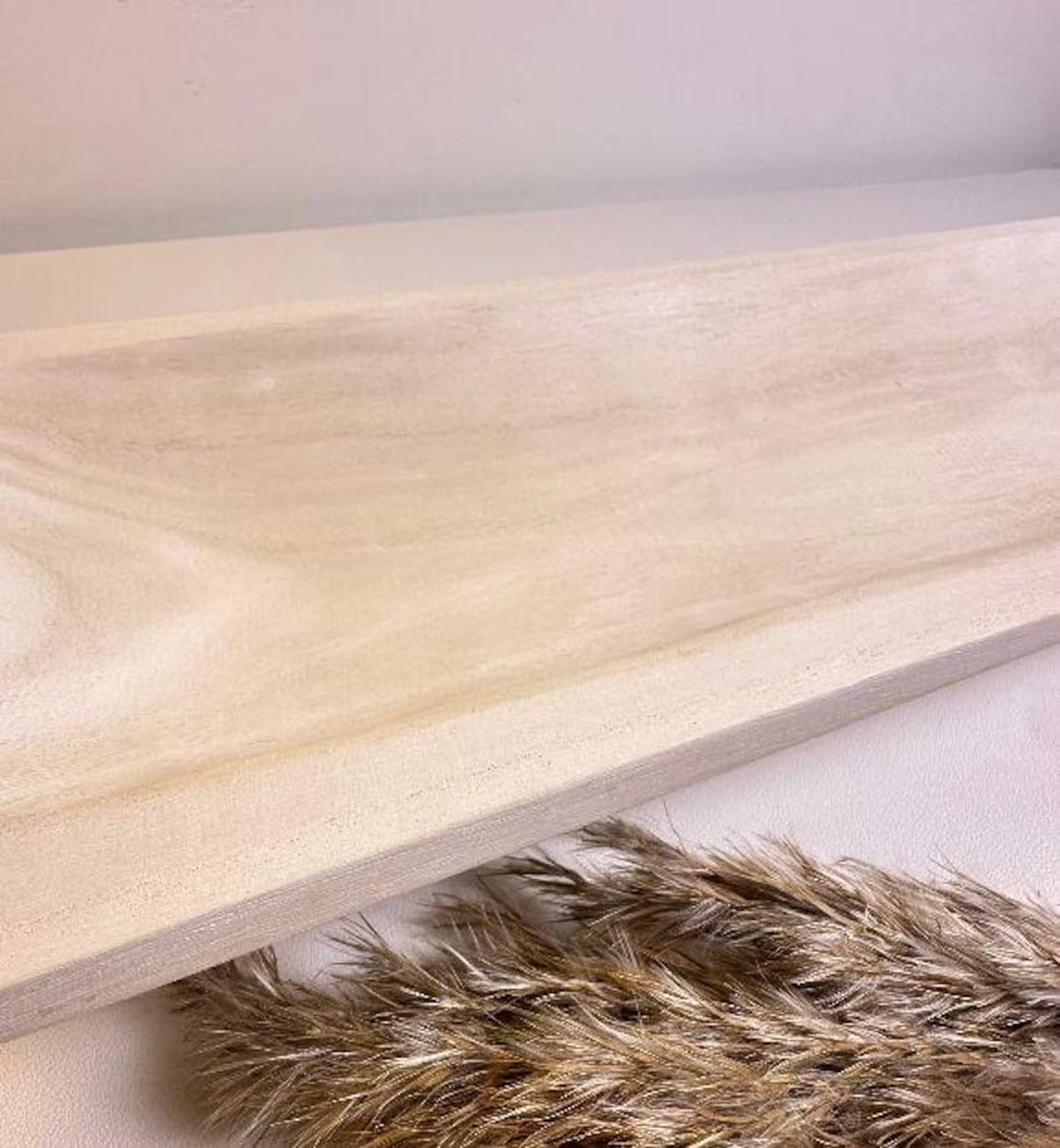 Paulownia Wood Boho Tray 20" long - Ivory Sand Whitewashed