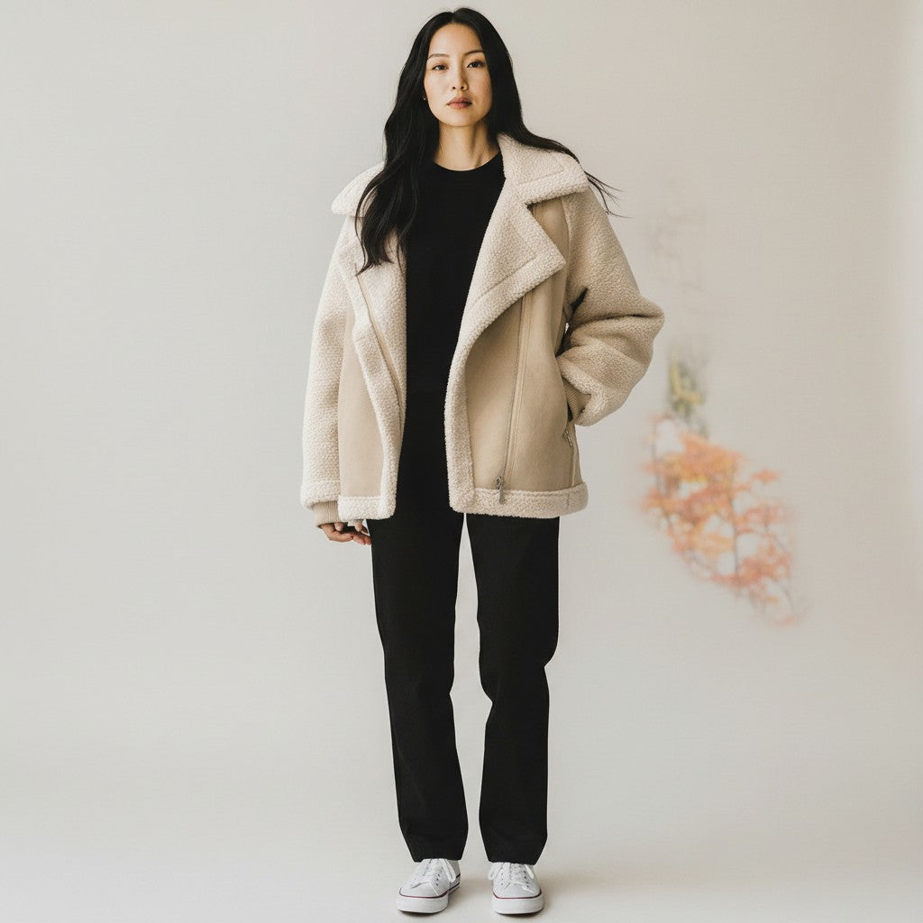 Suede Jacket Women Short Velvet Motorcycle Jacket