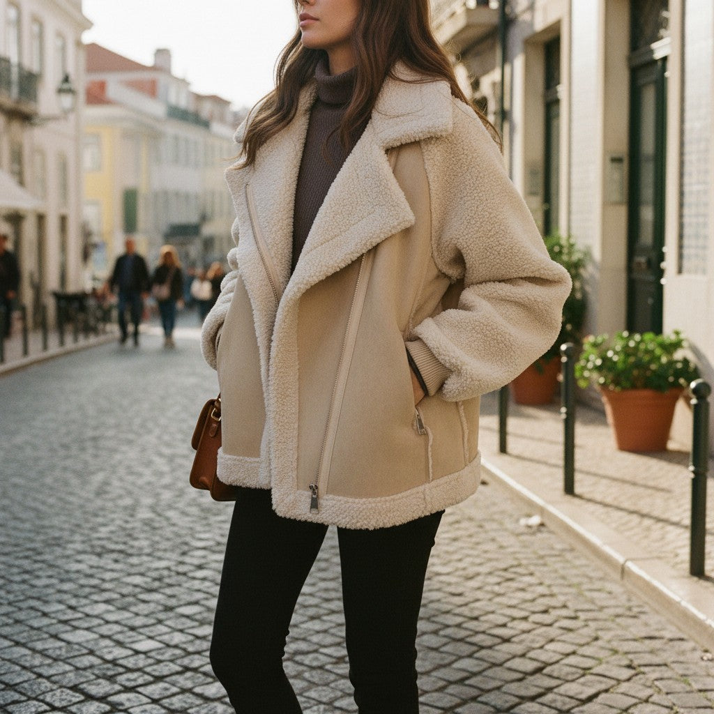 Suede Jacket Women Short Velvet Motorcycle Jacket