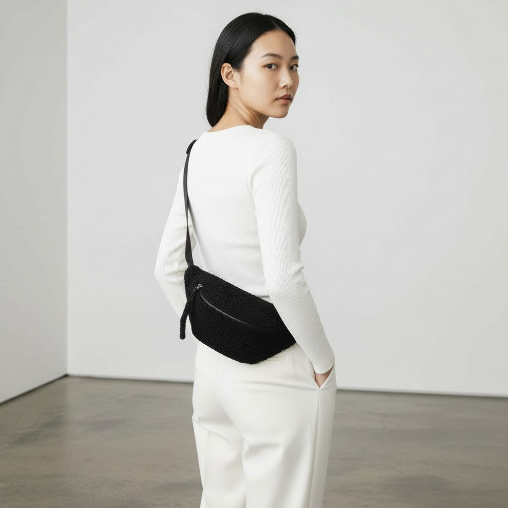 Cozy Sherpa Plush Crossbody Bag Large Capacity