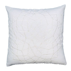 Square Accent Throw Pillow, Embroidered Geometric Abstract Pattern, With Filler - White