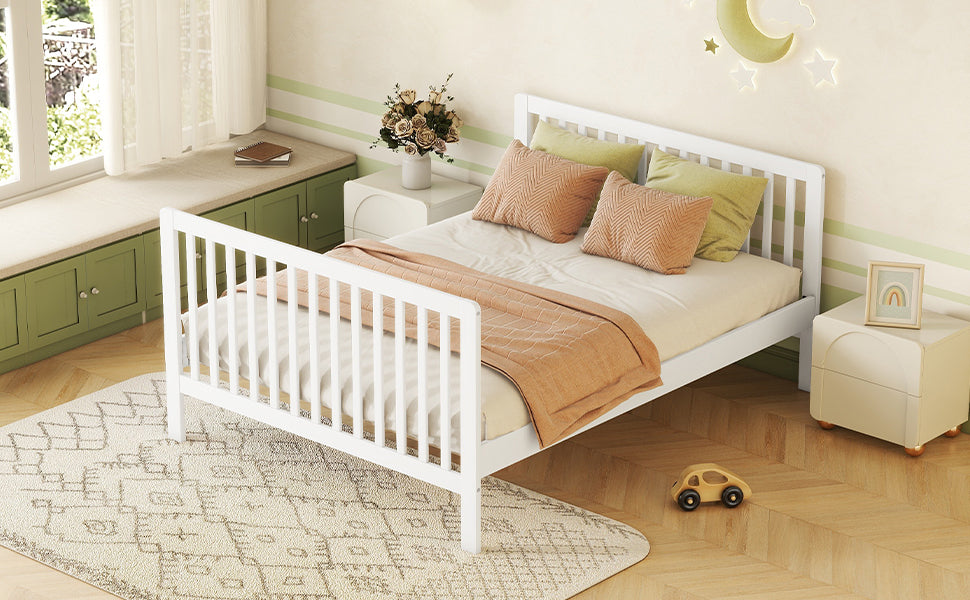 Convertible Crib/Full Size Bed with Changing Table - White