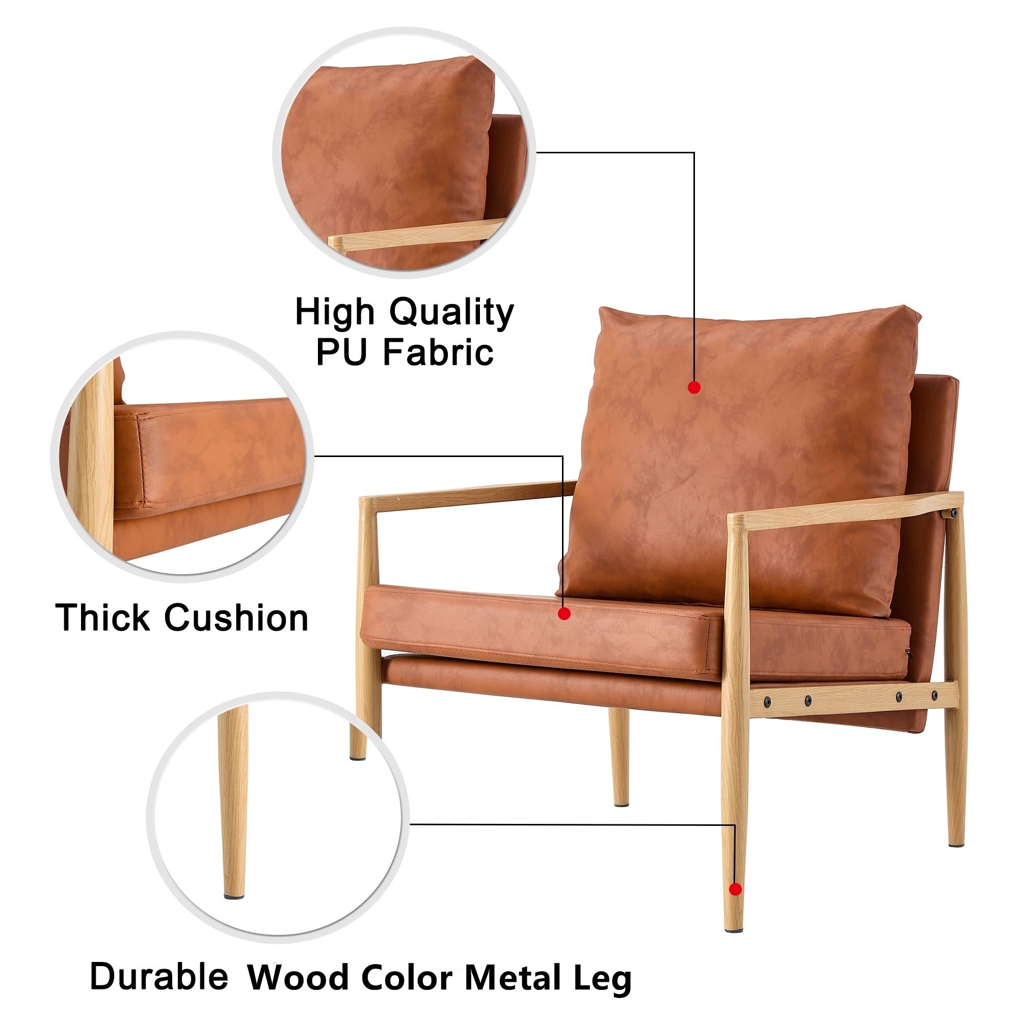 Mid Century Modern Accent Arm Chair - Brown