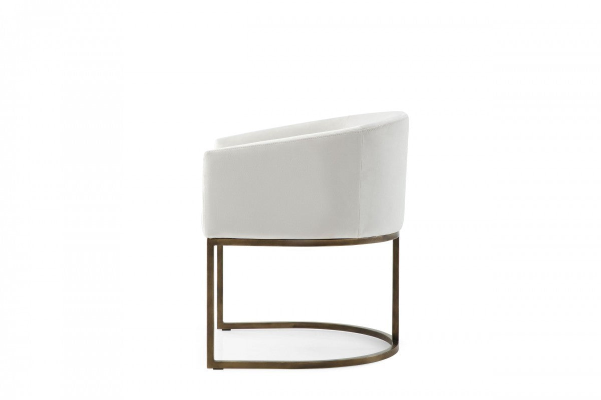 Beige Velvet & Brass Dining Chair