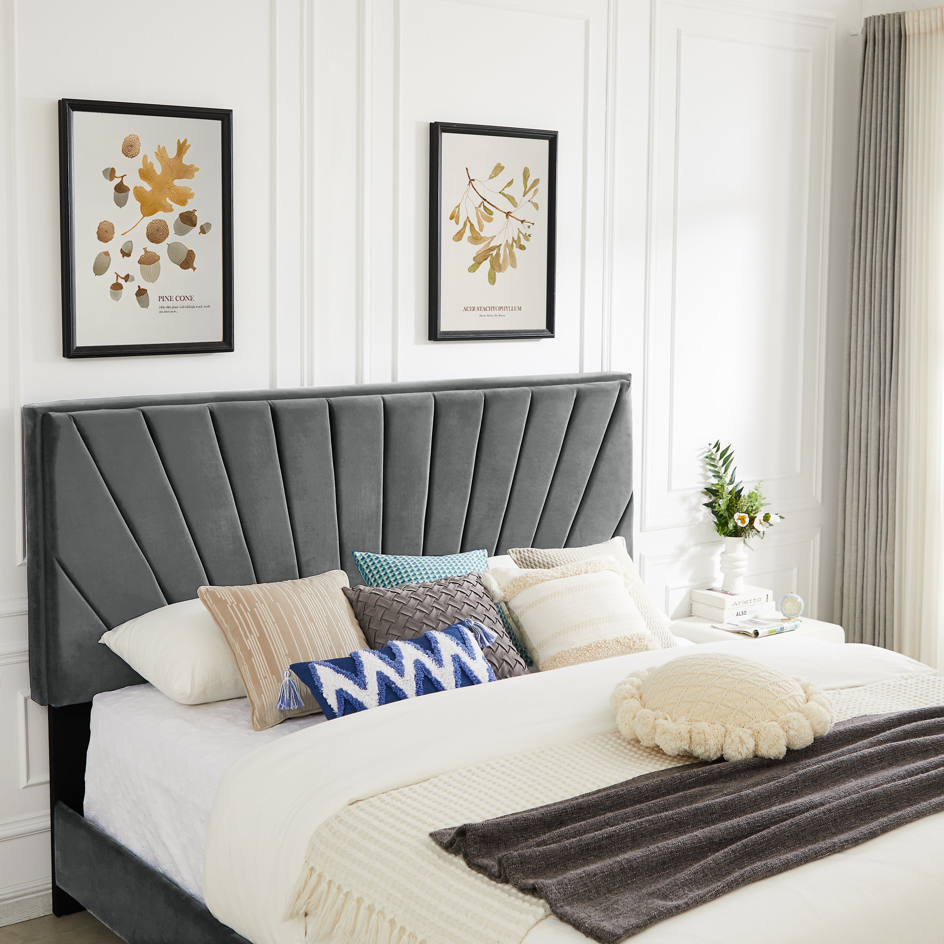 King Bed + 2 Nightstands - Gray