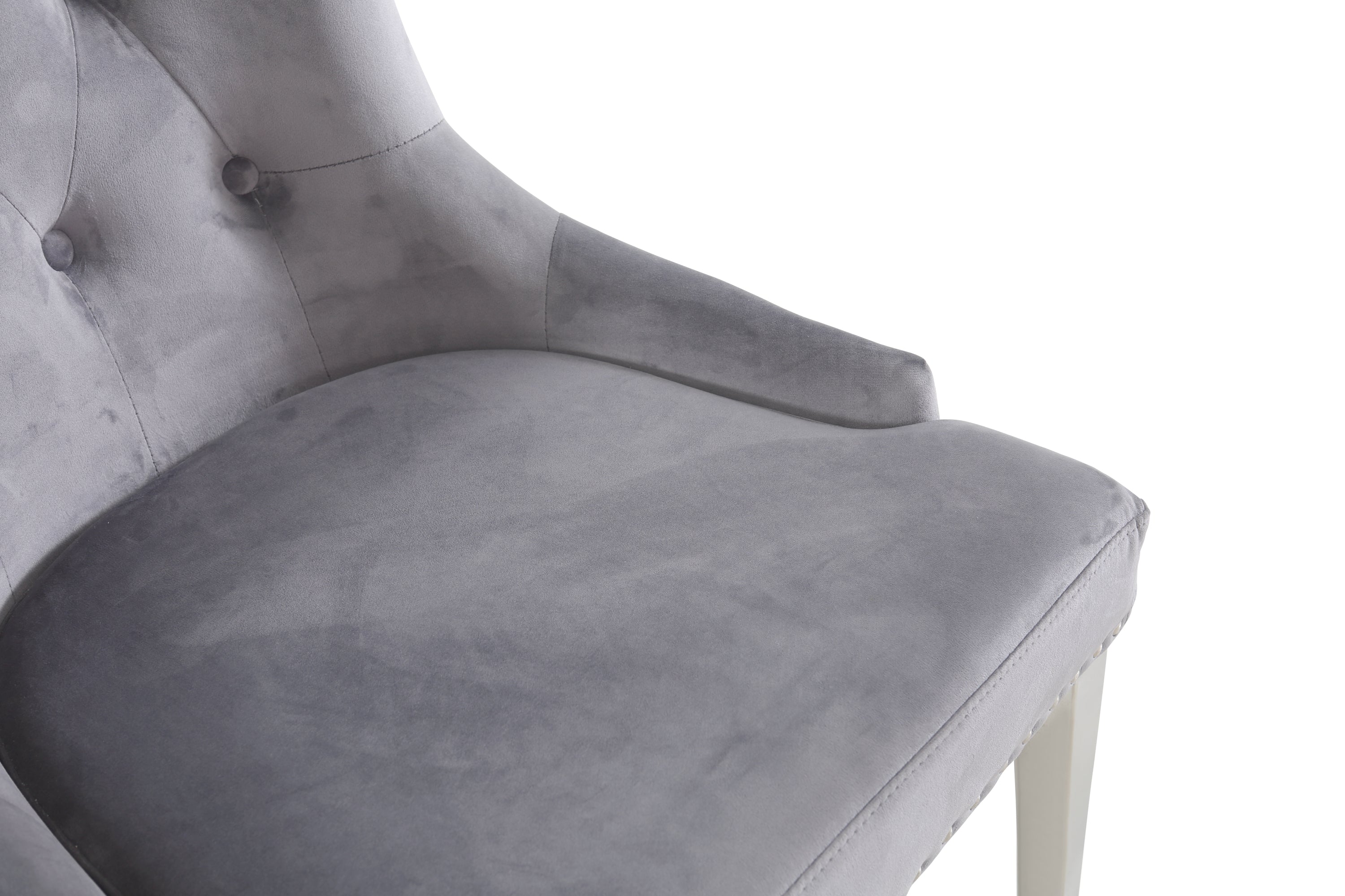 Contemporary Grey Velvet & Stainless Steel Dining Chair (Set of 2)