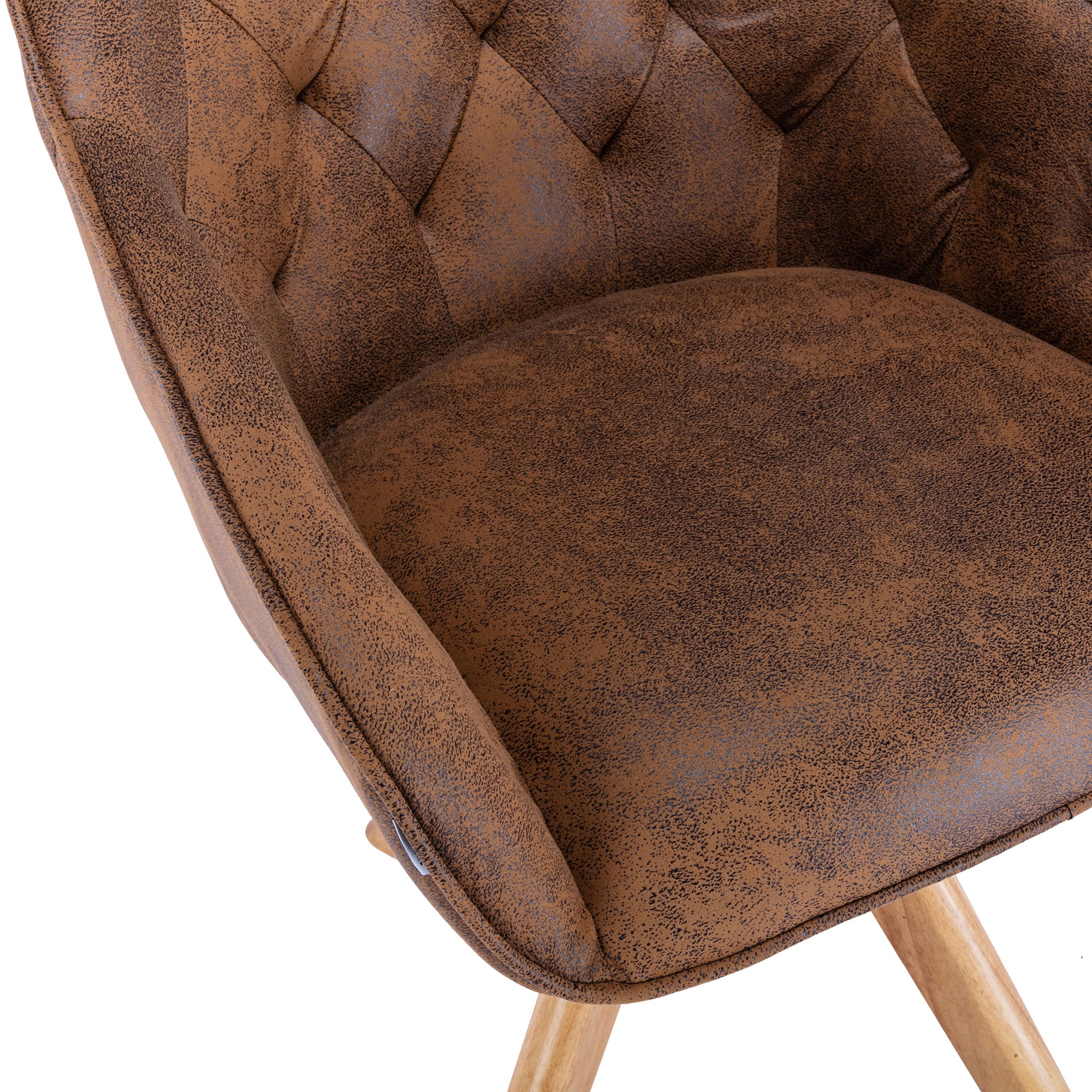 Solid Wood Tufted Upholstered Armless Chair - Coffee Brown