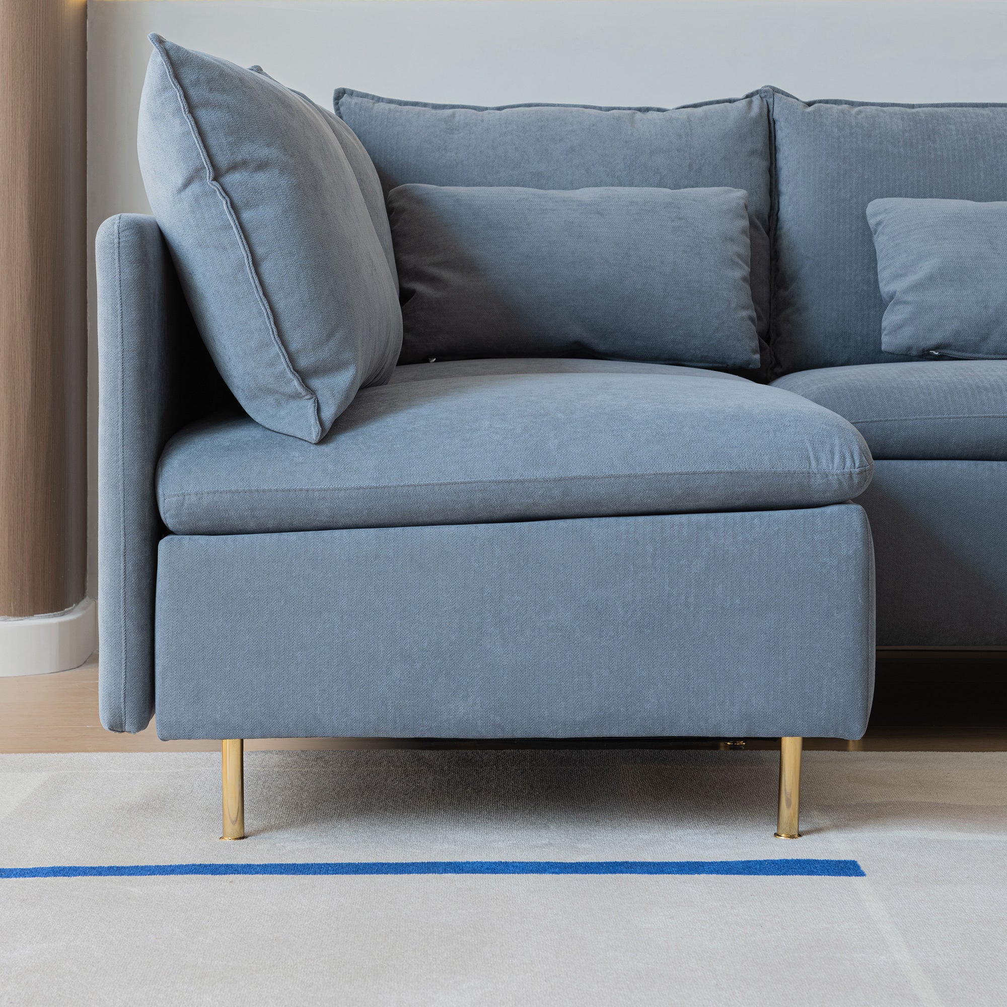 Modular L-shaped Corner sofa, Left Hand Facing Sectional Couch - Grey Cotton Linen
