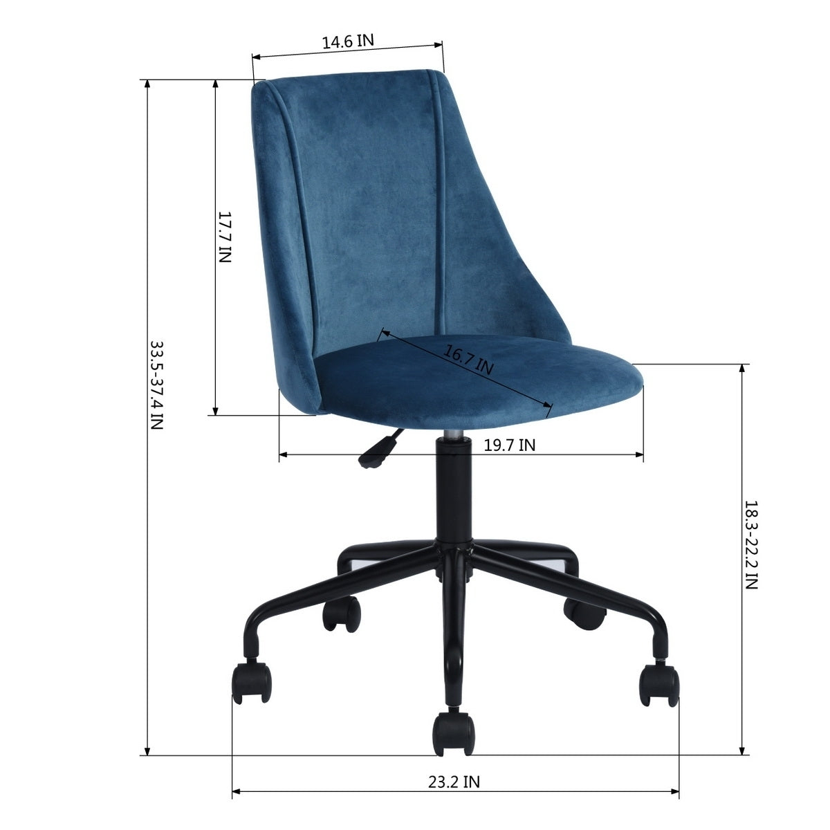 Modern Swivel Office Chair - Blue Velvet