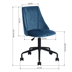 Modern Swivel Office Chair - Blue Velvet