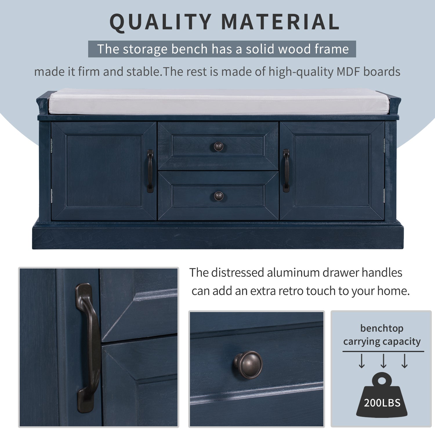 Storage Bench with 2 Drawers