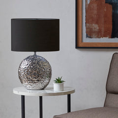 Alessio Oval Ceramic Table Lamp - Silver