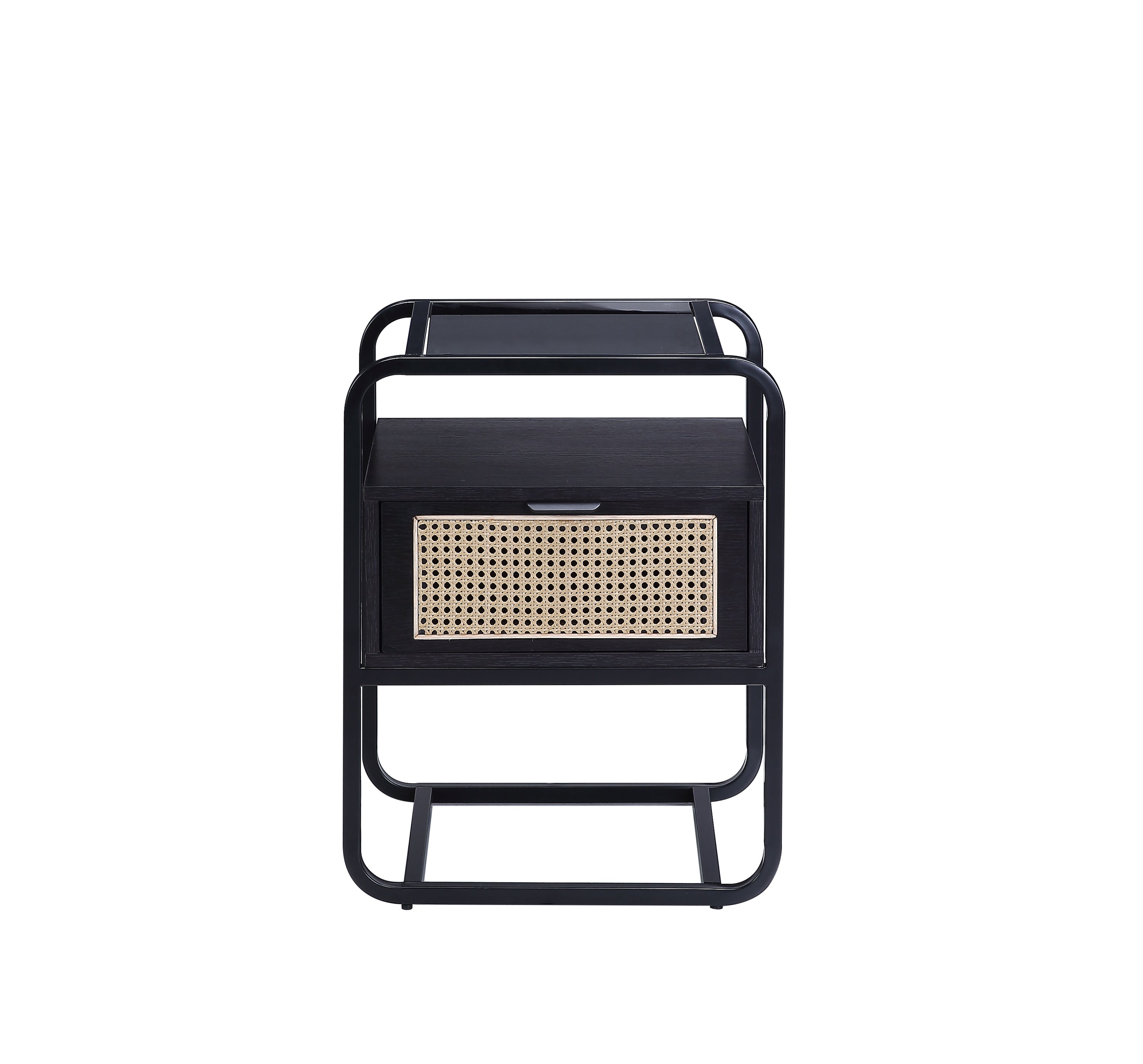 Rattan Accent Table - Black Finish